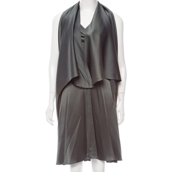 Zac Posen Charcoal Back Silk Dress - Picture 1 of 6
